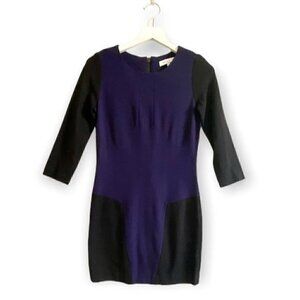 Sandro Paris Color Block Ponte Mini Dress, Purple/blue and Black, Size 1/S